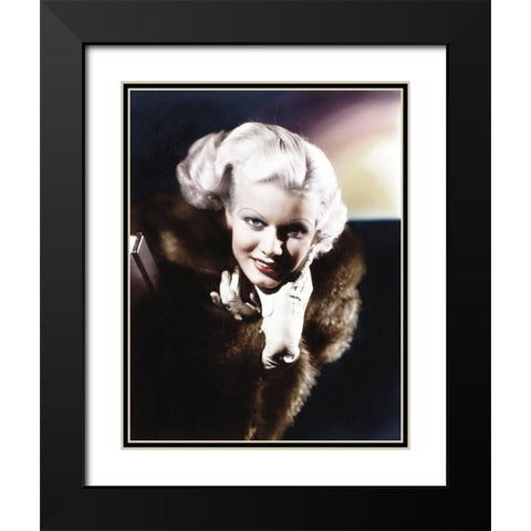 Jean Harlow Black Modern Wood Framed Art Print with Double Matting by Hollywood Photo Archive