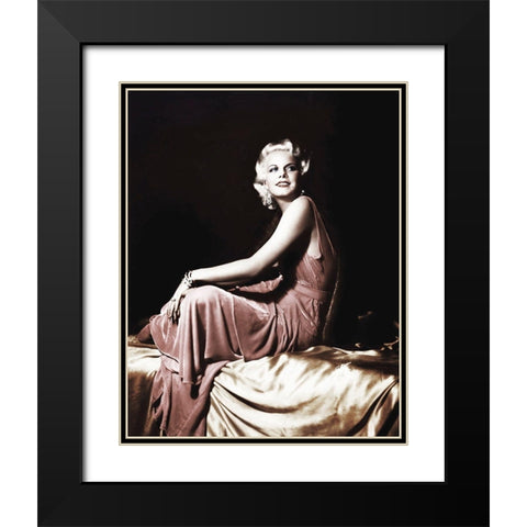 Jean Harlow Black Modern Wood Framed Art Print with Double Matting by Hollywood Photo Archive