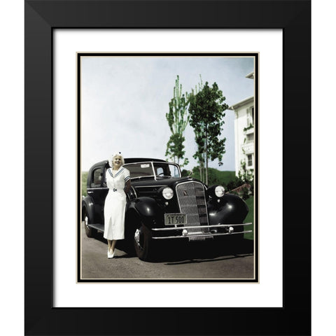 Jean Harlow Black Modern Wood Framed Art Print with Double Matting by Hollywood Photo Archive