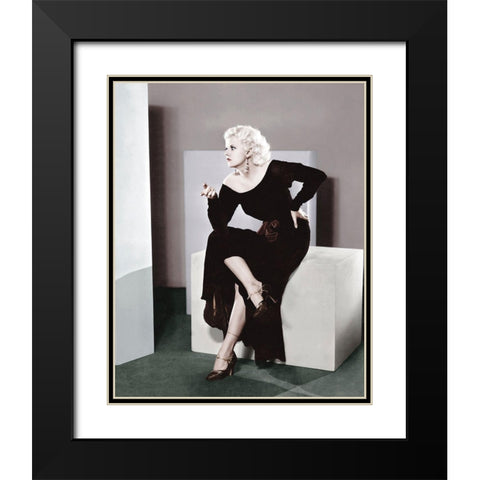 Jean Harlow Black Modern Wood Framed Art Print with Double Matting by Hollywood Photo Archive