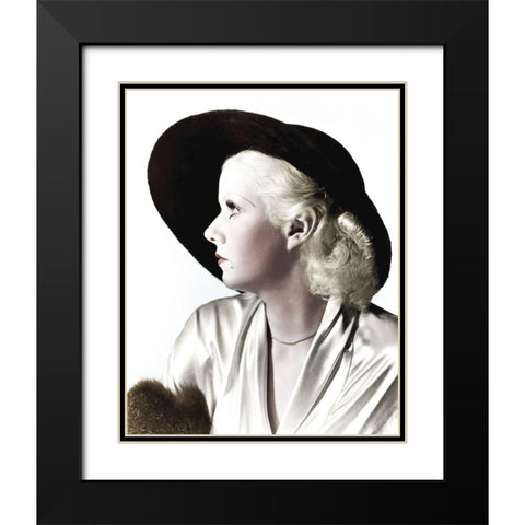 Jean Harlow Black Modern Wood Framed Art Print with Double Matting by Hollywood Photo Archive