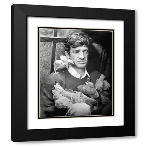 Jean Paul Belmondo Black Modern Wood Framed Art Print with Double Matting by Hollywood Photo Archive