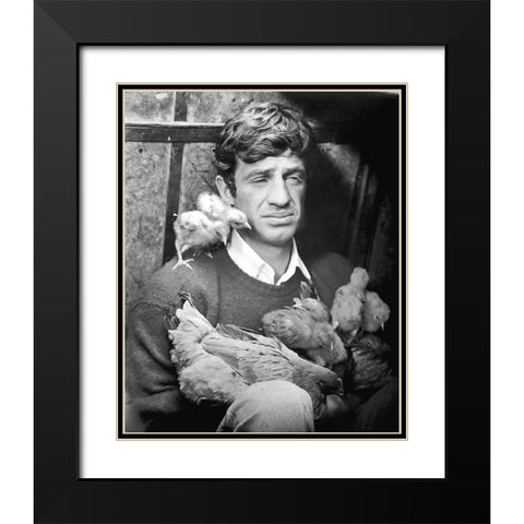 Jean Paul Belmondo Black Modern Wood Framed Art Print with Double Matting by Hollywood Photo Archive