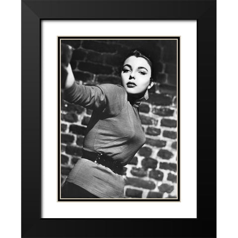 Joan Collins Black Modern Wood Framed Art Print with Double Matting by Hollywood Photo Archive