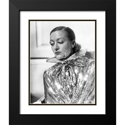 Joan Crawford Black Modern Wood Framed Art Print with Double Matting by Hollywood Photo Archive