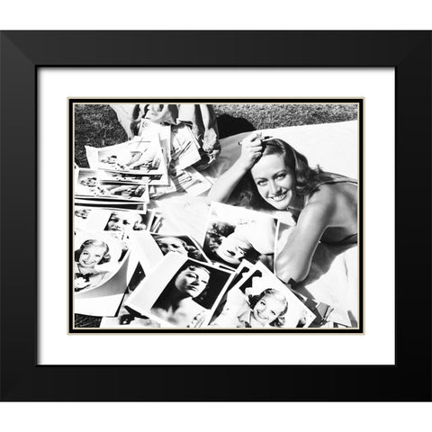 Joan Crawford Black Modern Wood Framed Art Print with Double Matting by Hollywood Photo Archive