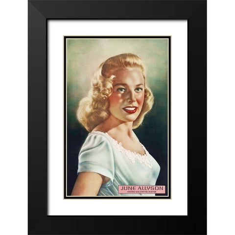June Allyson Black Modern Wood Framed Art Print with Double Matting by Hollywood Photo Archive