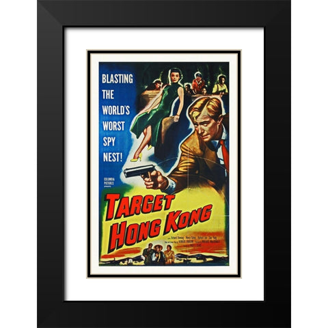 Target Hong Kong Black Modern Wood Framed Art Print with Double Matting by Hollywood Photo Archive