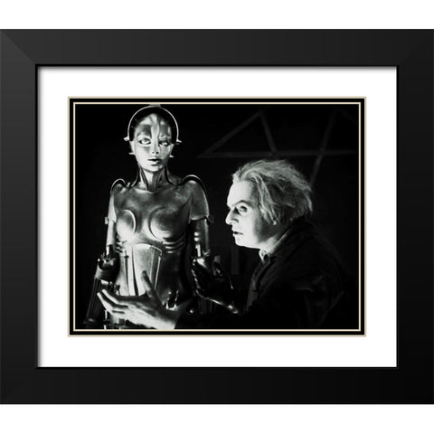 Metropolis - Maria with Rotwang -  Production Still Black Modern Wood Framed Art Print with Double Matting by Hollywood Photo Archive
