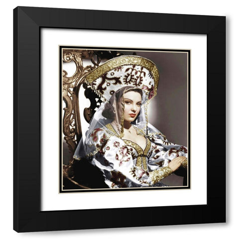 Linda Darnell Black Modern Wood Framed Art Print with Double Matting by Hollywood Photo Archive