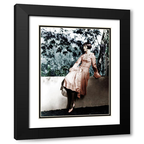 Louise Brooks Black Modern Wood Framed Art Print with Double Matting by Hollywood Photo Archive