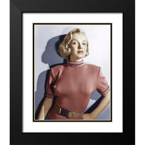 Marilyn Monroe Black Modern Wood Framed Art Print with Double Matting by Hollywood Photo Archive