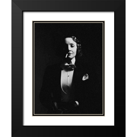 Marlene Dietrich in Top Hat Black Modern Wood Framed Art Print with Double Matting by Hollywood Photo Archive