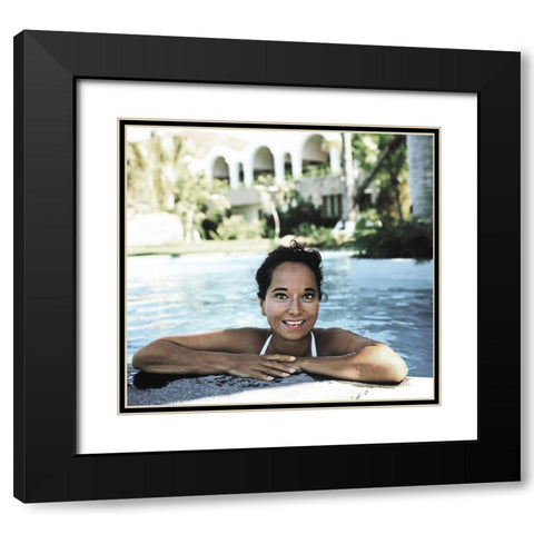 Merle Oberon Black Modern Wood Framed Art Print with Double Matting by Hollywood Photo Archive