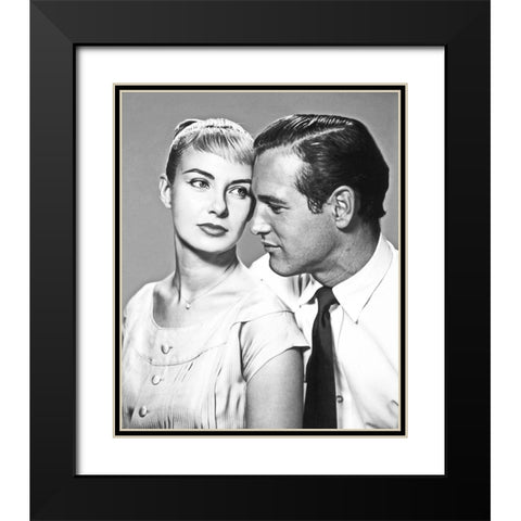 Paul Newman Black Modern Wood Framed Art Print with Double Matting by Hollywood Photo Archive