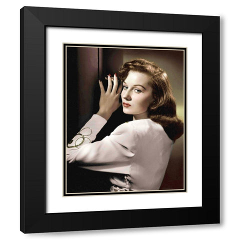 Rhonda Fleming Black Modern Wood Framed Art Print with Double Matting by Hollywood Photo Archive