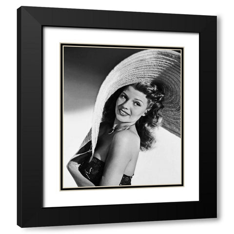 Rita Hayworth Black Modern Wood Framed Art Print with Double Matting by Hollywood Photo Archive