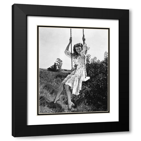Rita Hayworth Black Modern Wood Framed Art Print with Double Matting by Hollywood Photo Archive