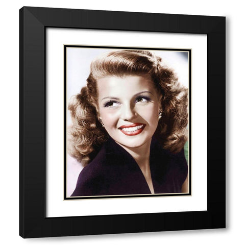 Rita Hayworth Black Modern Wood Framed Art Print with Double Matting by Hollywood Photo Archive