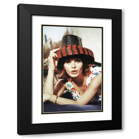 Senta Berger Black Modern Wood Framed Art Print with Double Matting by Hollywood Photo Archive