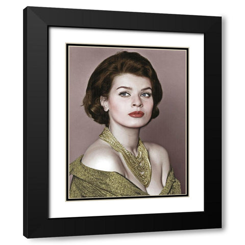 Senta Berger Black Modern Wood Framed Art Print with Double Matting by Hollywood Photo Archive