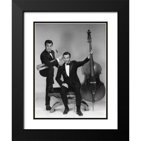 Some Like it Hot - Tony Curtis and Jack Lemmon Black Modern Wood Framed Art Print with Double Matting by Hollywood Photo Archive