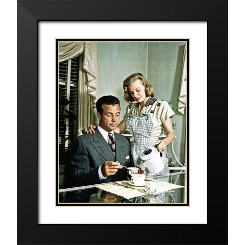 Dick Powell and June Allyson Black Modern Wood Framed Art Print with Double Matting by Hollywood Photo Archive