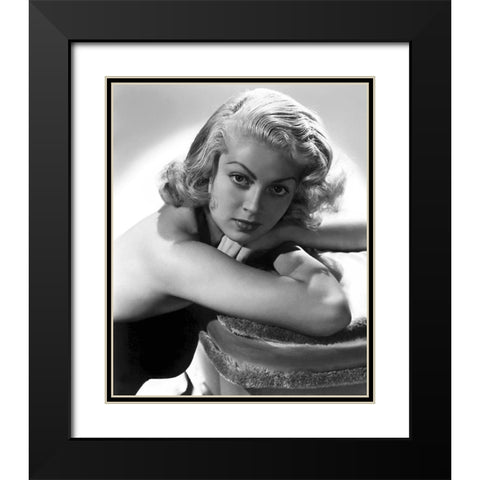 Lana Turner Black Modern Wood Framed Art Print with Double Matting by Hollywood Photo Archive