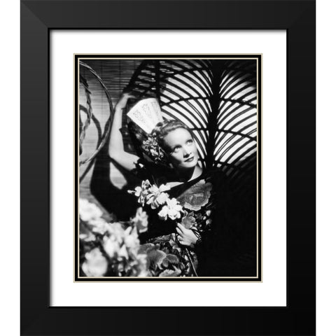 Marlene Dietrich Black Modern Wood Framed Art Print with Double Matting by Hollywood Photo Archive