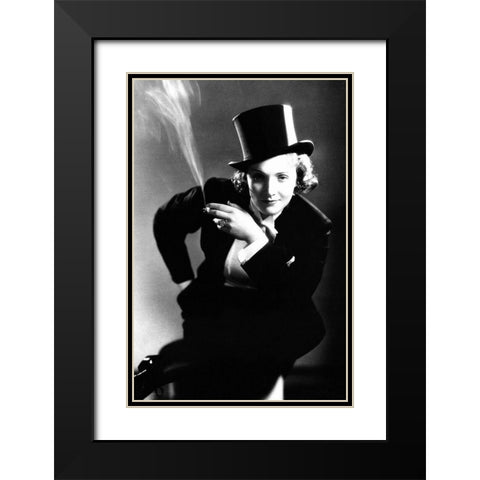 Marlene Dietrich Black Modern Wood Framed Art Print with Double Matting by Hollywood Photo Archive