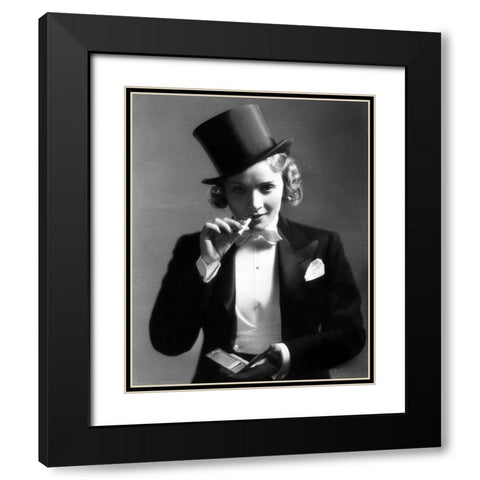 Marlene Dietrich Black Modern Wood Framed Art Print with Double Matting by Hollywood Photo Archive