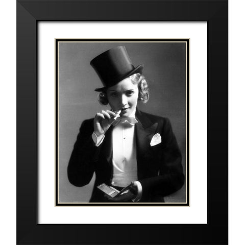 Marlene Dietrich Black Modern Wood Framed Art Print with Double Matting by Hollywood Photo Archive