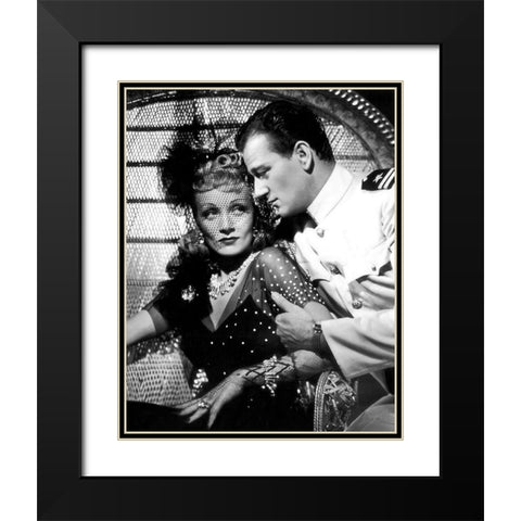 Marlene Dietrich Black Modern Wood Framed Art Print with Double Matting by Hollywood Photo Archive