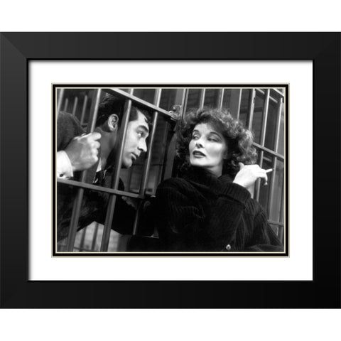 Cary Grant with Katherine Hepburn - Bringing Up Baby Black Modern Wood Framed Art Print with Double Matting by Hollywood Photo Archive