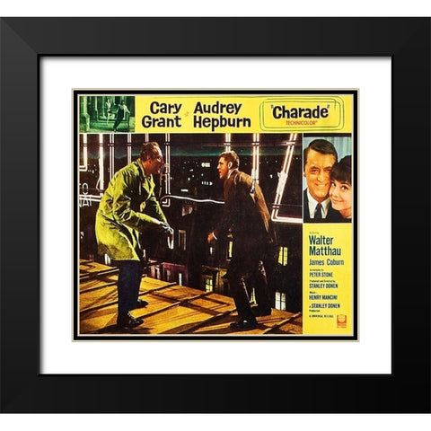 Cary Grant - Charade - Lobby Card Black Modern Wood Framed Art Print with Double Matting by Hollywood Photo Archive