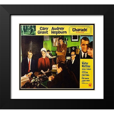 Cary Grant - Charade - Lobby Card Black Modern Wood Framed Art Print with Double Matting by Hollywood Photo Archive
