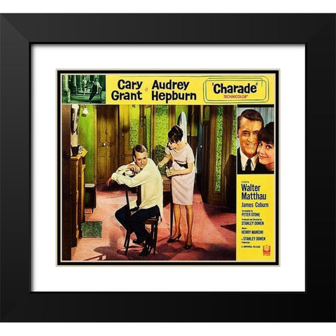 Cary Grant - Charade - Lobby Card Black Modern Wood Framed Art Print with Double Matting by Hollywood Photo Archive