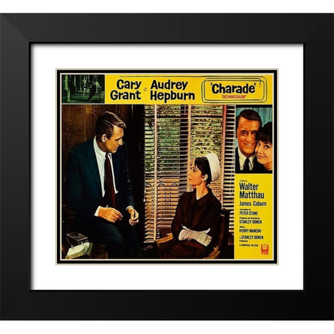 Cary Grant - Charade - Lobby Card Black Modern Wood Framed Art Print with Double Matting by Hollywood Photo Archive