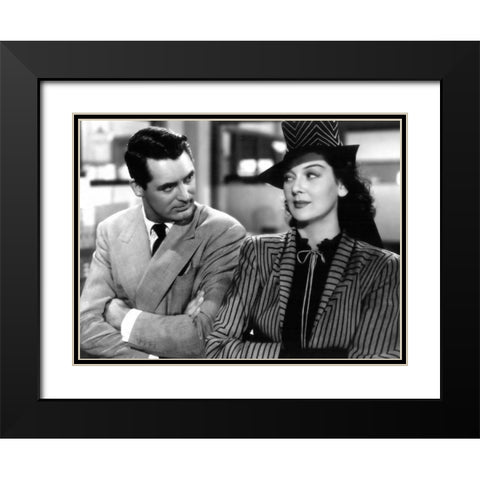 Cary Grant with Rosalind Russell - His Girl Friday Black Modern Wood Framed Art Print with Double Matting by Hollywood Photo Archive