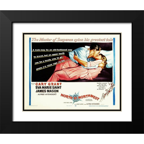 North by Northwest - Lobby Card Black Modern Wood Framed Art Print with Double Matting by Hollywood Photo Archive