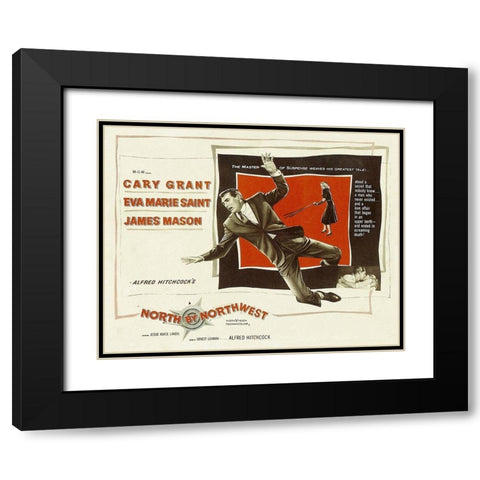 North by Northwest - Lobby Card Black Modern Wood Framed Art Print with Double Matting by Hollywood Photo Archive