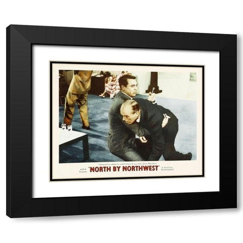North by Northwest - Lobby Card Black Modern Wood Framed Art Print with Double Matting by Hollywood Photo Archive