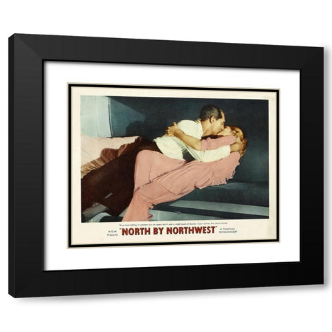 North by Northwest - Lobby Card Black Modern Wood Framed Art Print with Double Matting by Hollywood Photo Archive