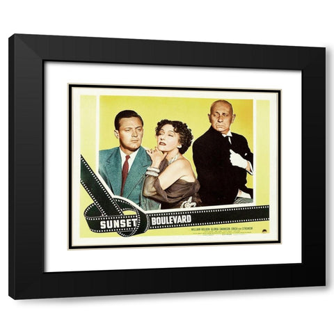 Sunset Boulevard - Lobby Card Black Modern Wood Framed Art Print with Double Matting by Hollywood Photo Archive