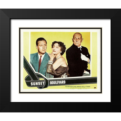 Sunset Boulevard - Lobby Card Black Modern Wood Framed Art Print with Double Matting by Hollywood Photo Archive