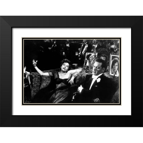 Sunset Boulevard Black Modern Wood Framed Art Print with Double Matting by Hollywood Photo Archive