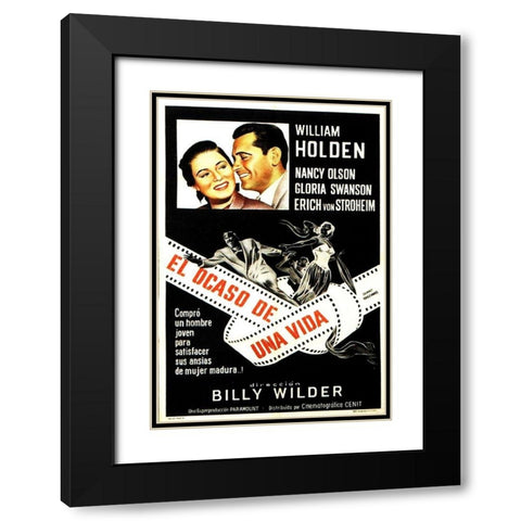 Spanish - Sunset Boulevard Black Modern Wood Framed Art Print with Double Matting by Hollywood Photo Archive