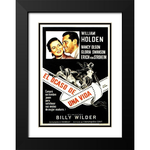 Spanish - Sunset Boulevard Black Modern Wood Framed Art Print with Double Matting by Hollywood Photo Archive