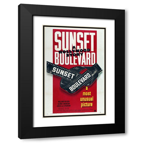 Sunset Boulevard Black Modern Wood Framed Art Print with Double Matting by Hollywood Photo Archive