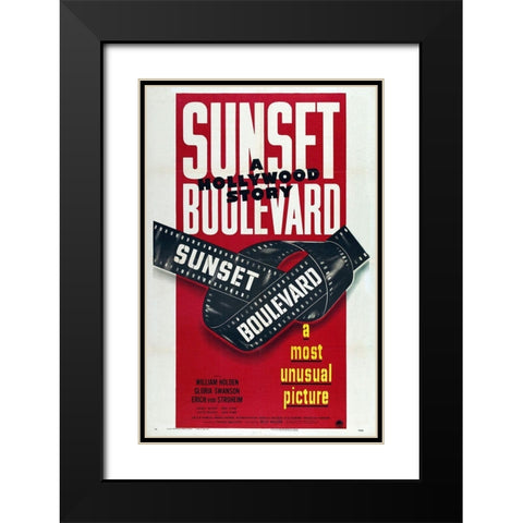 Sunset Boulevard Black Modern Wood Framed Art Print with Double Matting by Hollywood Photo Archive